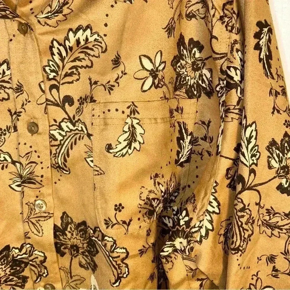 Woman Within Plus Size 2X (26-28) Faux Suede Moleskin Button Shirt Top Brown Tan - Picture 8 of 12